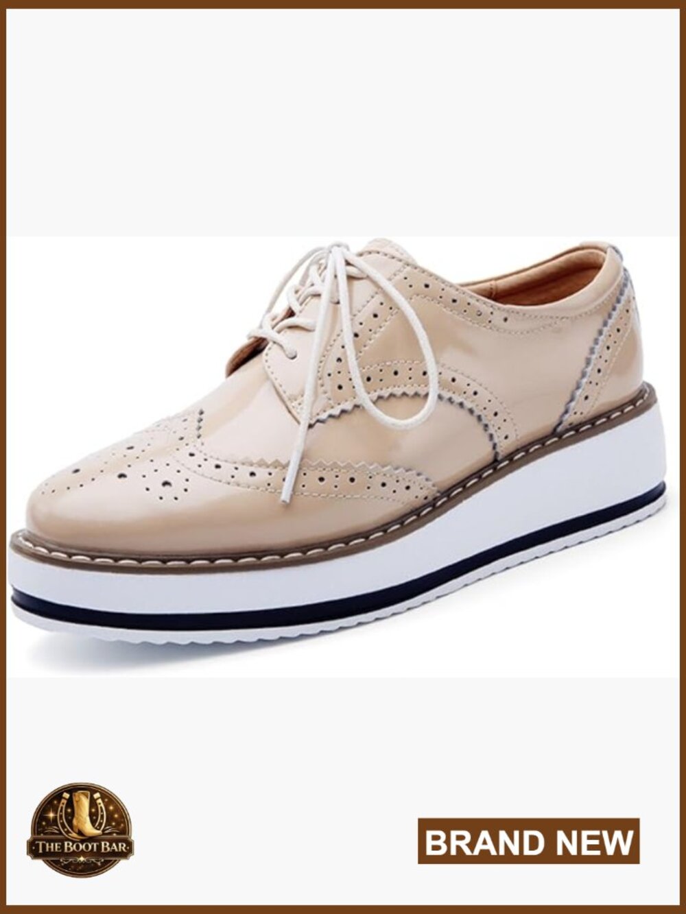 Women's Platform Lace-Up Wingtips Square Toe Oxfords Shoe